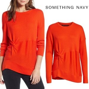 🆕️ Something Navy Knot Detail Cashmere Blend Pullover Ribbed Top